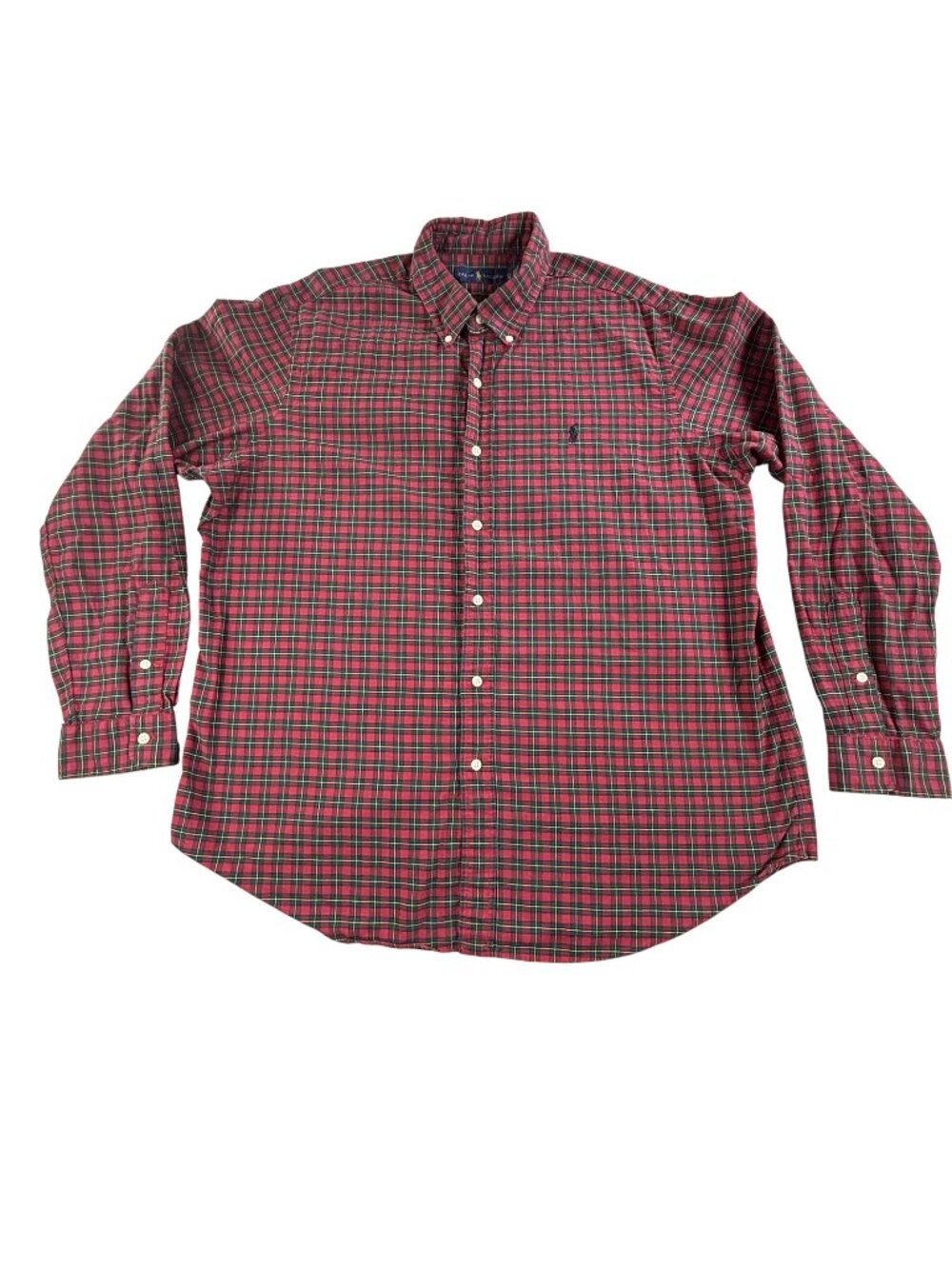 Ralph Lauren Shirt Mens XL Red Plaid Button Down Long Sleeve Cotton Casual